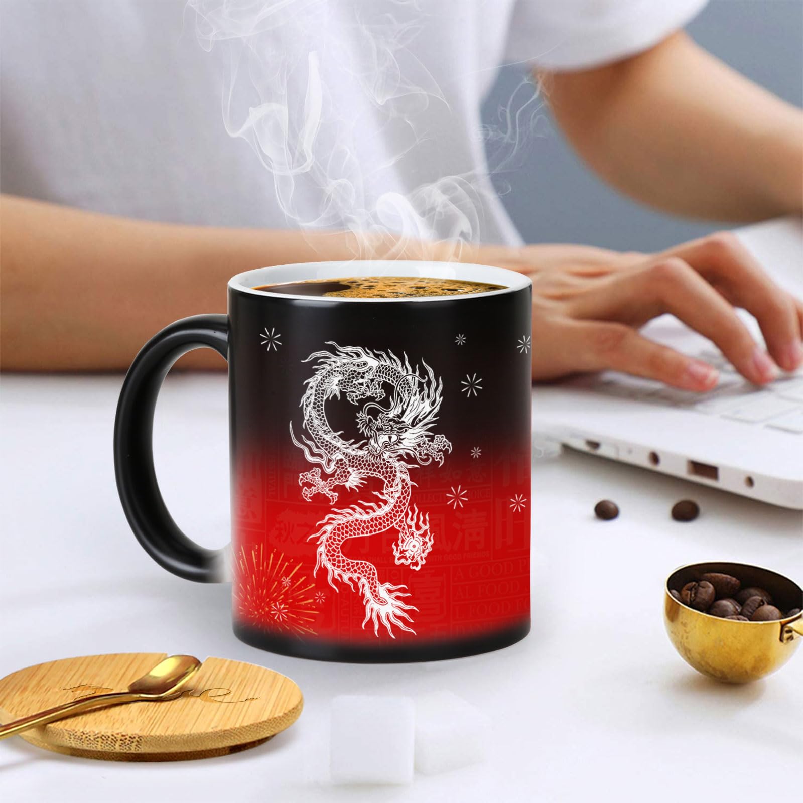 Amazon.co.jp: ドラゴン2024の贈り物面白いコーヒーカップの蓋と